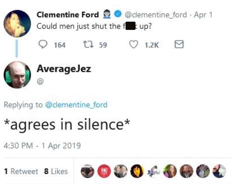 body jewelry - Clementine Ford Could men just shut the fk up? 164 1 59 AverageJez Apr 1 agrees in silence 1 Retweet 8