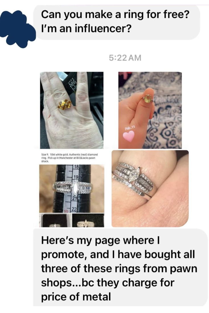 nail - Can you make a ring for free? I'm an influencer? t Here's my page where I promote, and I have bought all three of these rings from shops...bc they charge for price of metal