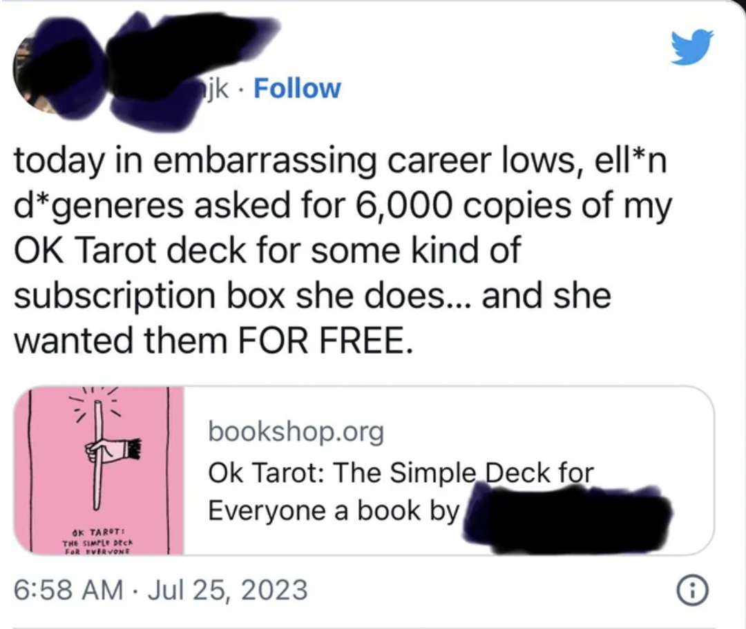 paper - today in embarrassing career lows, elln dgeneres asked for 6,000 copies of my Ok Tarot deck for some kind of subscription box she does... and she wanted them For Free. 4K Tarti The Simple atch jk. . bookshop.org Ok Tarot The Simple Deck for Everyo