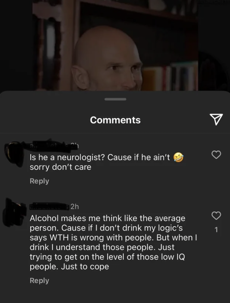 screenshot - Is he a neurologist? Cause if he ain't sorry don't care 2h Alcohol makes me think the average person. Cause if I don't drink my logic's says Wth is wrong with people. But when I drink I understand those people. Just trying to get on the level