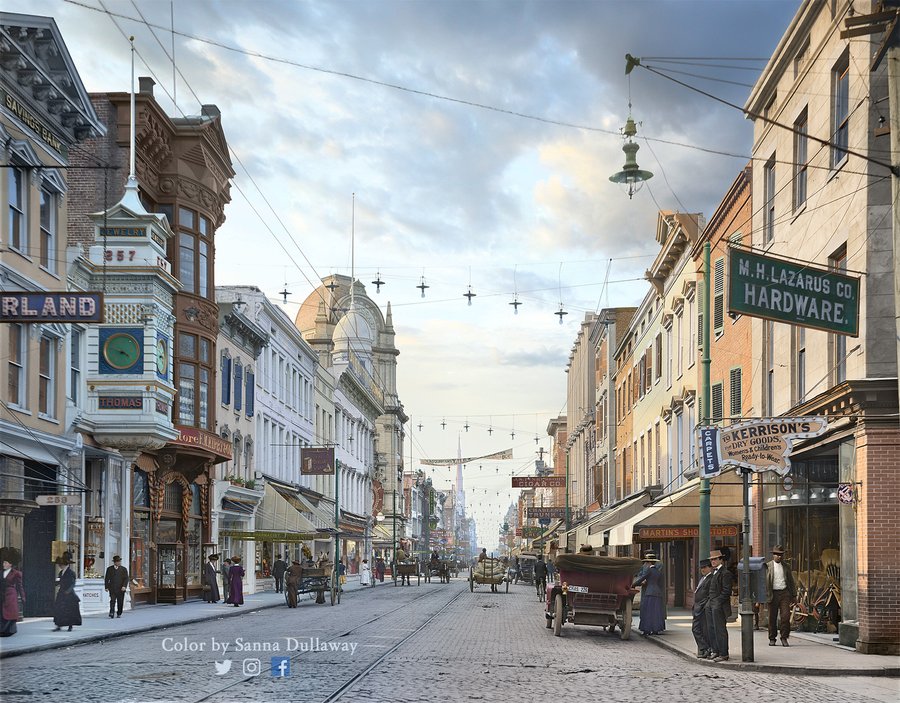 charleston old - Savings Bank Rland 250 Che Rewelry . Thomas Rorelig Color by Sanna Dullaway f Gex T Carpets M.H.Lazarus Co. Hardware. Kerrison'S Dry Goods, Womes & Children's ReadytoWear Martins Sho Store