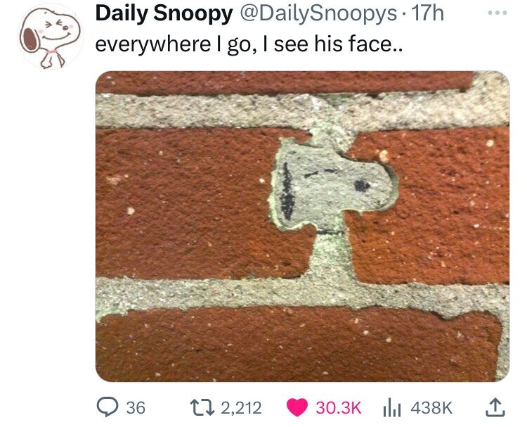 brick - Daily Snoopy 17h everywhere I go, I see his face.. 36 2,212 ...