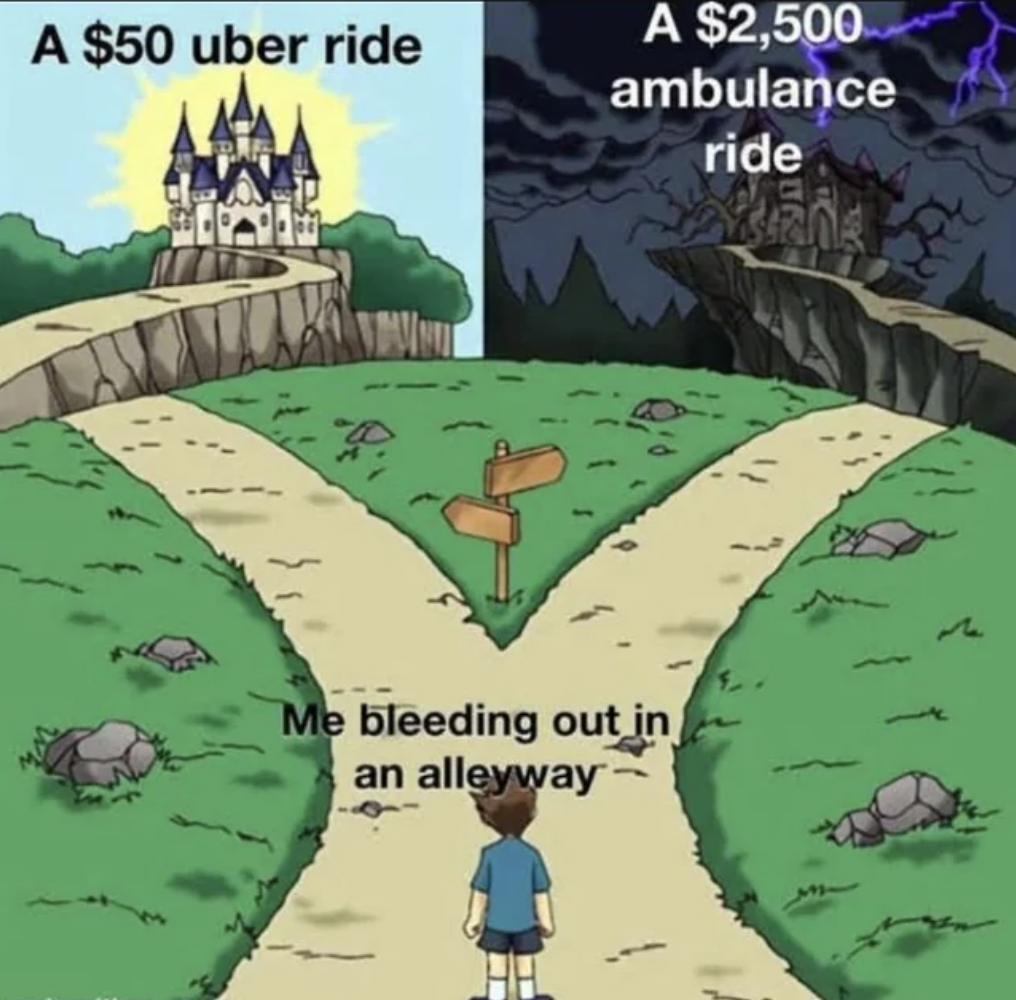 rick and morty inside job gravity falls - A $50 uber ride A $2,500 ambulance ride Plane Me bleeding out in an alleyway 238