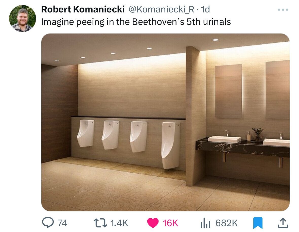 interior design - Robert Komaniecki . 1d Imagine peeing in the Beethoven's 5th urinals 74 16K il ... T