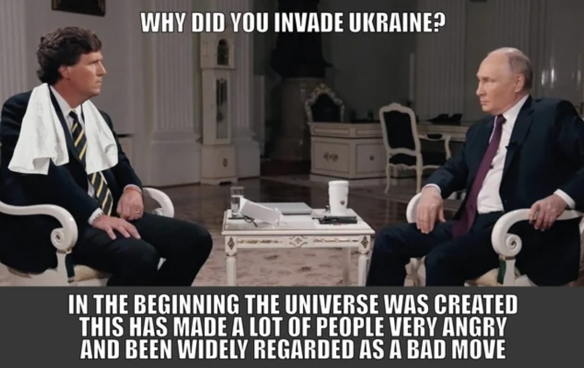 photo caption - Why Did You Invade Ukraine? In The Beginning The Universe Was Created This Has Made A Lot Of People Very Angry And Been Widely Regarded As A Bad Move