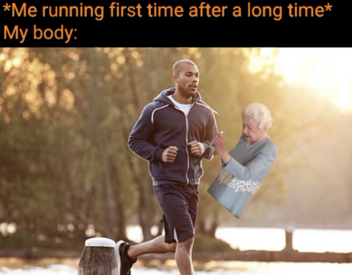 photo caption - Me running first time after a long time My body