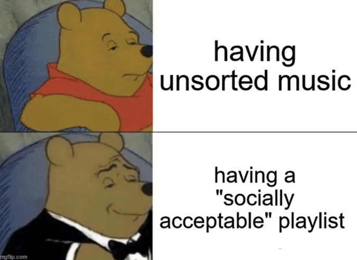 meme developer platform - mgflip.com having unsorted music having a "socially acceptable" playlist