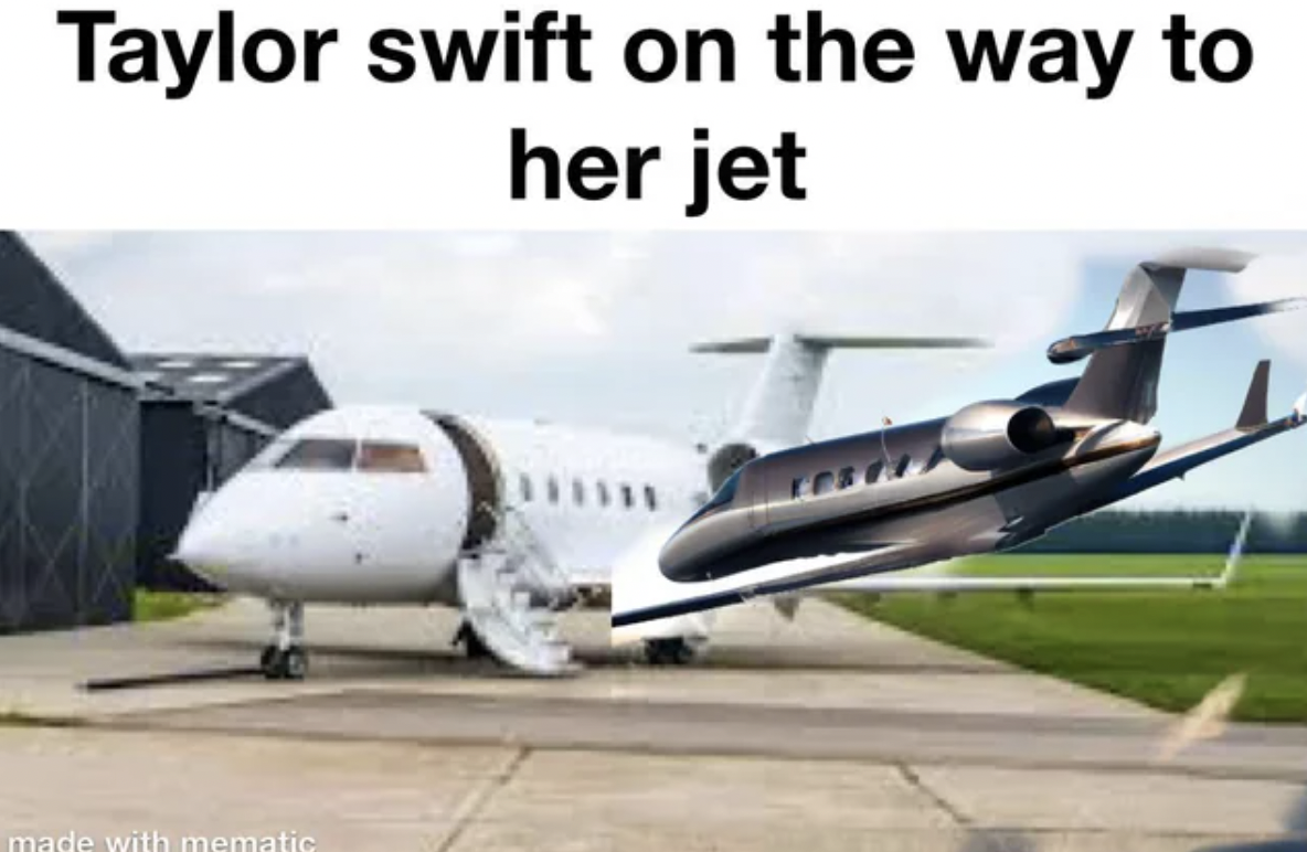 private jet - Taylor swift on the way to her jet made with mematic