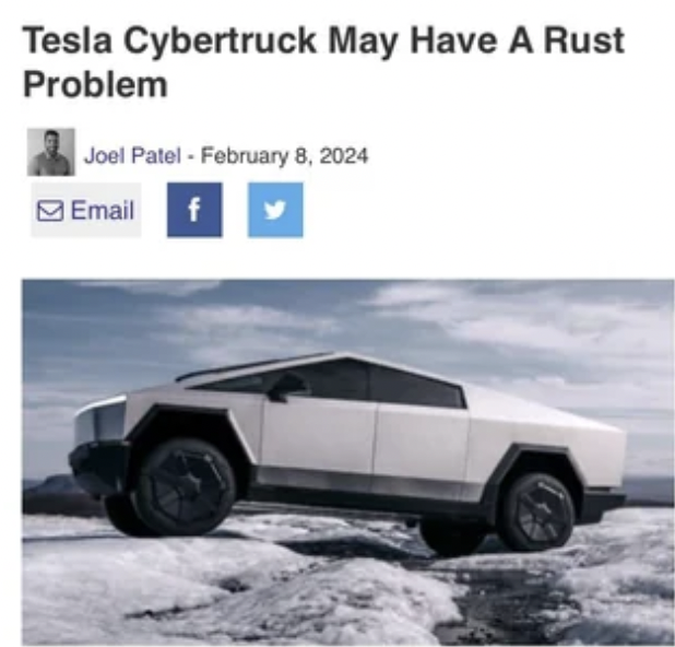 tesla cybertruck - Tesla Cybertruck May Have A Rust Problem Joel Patel Email