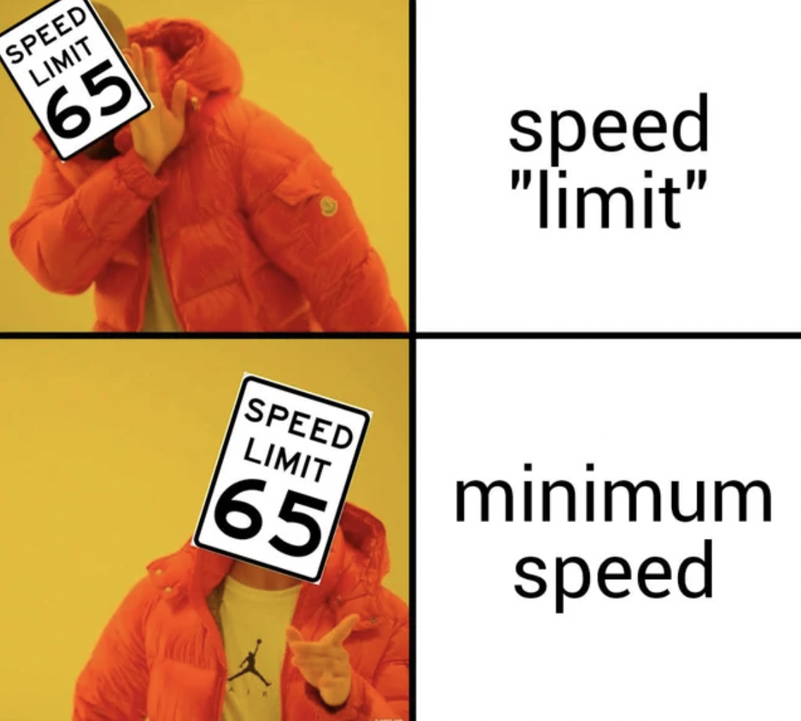 orange - Speed Limit 65 Speed Limit 65 speed
