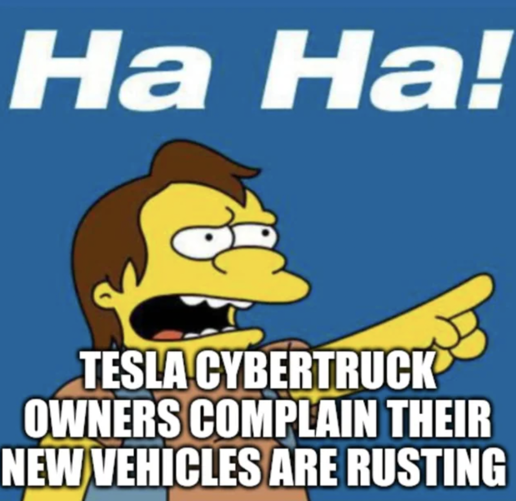 rocher de palmer - Ha Ha! Tesla Cybertruck Owners Complain Their New Vehicles Are Rusting