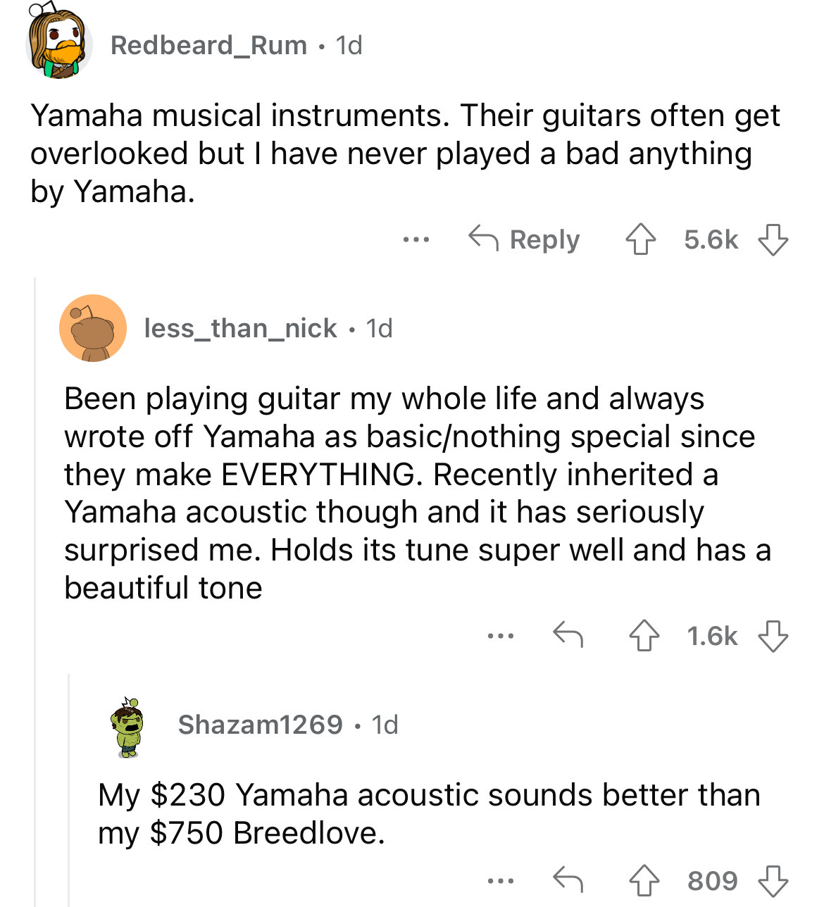 angle - Redbeard_Rum 1d Yamaha musical instruments. Their guitars often get overlooked but I have never played a bad anything by Yamaha. less_than_nick. 1d. ... Shazam1269 1d 4 Been playing guitar my whole life and always wrote off Yamaha as basicnothing 