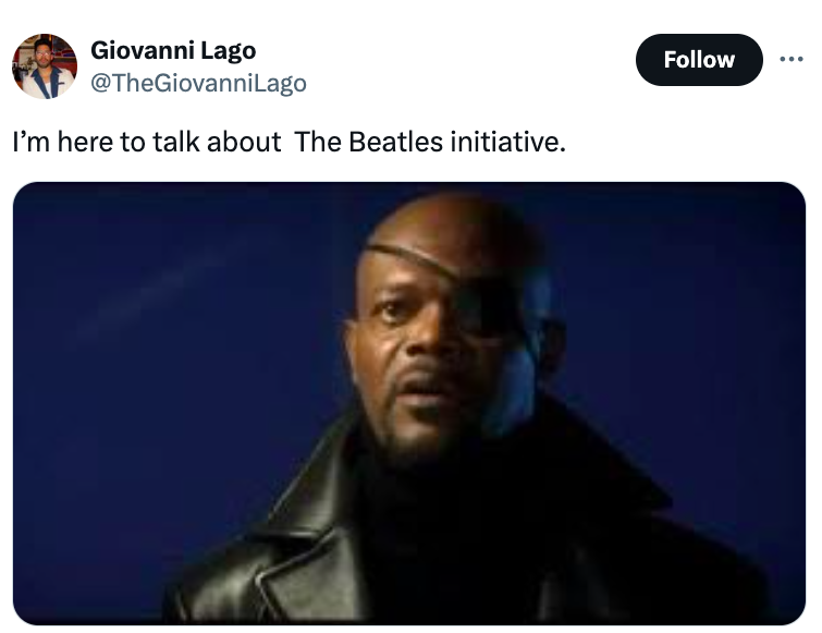 glasses - Giovanni Lago Lago I'm here to talk about The Beatles initiative.