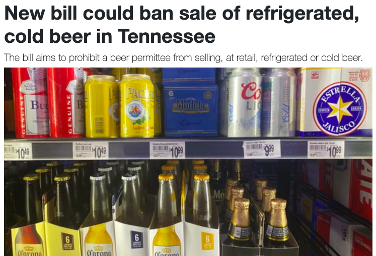 drink - New bill could ban sale of refrigerated, cold beer in Tennessee The bill aims to prohibit a beer permittee from selling, at retail, refrigerated or cold beer. Bu 1049 Corona 6 B 1049 Corone 6 1099 Corono 6 Me Co Lice 099 Alisco $10.99 Ve