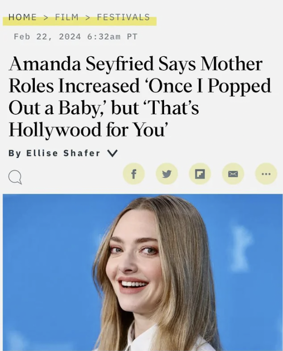 karmic lifesciences - Home >Film Festivals am Pt Amanda Seyfried Says Mother Roles Increased 'Once I Popped Out a Baby, but 'That's Hollywood for You' By Ellise Shafer V f ...