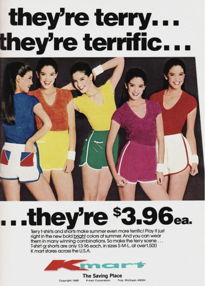 phoebe cates 80s outfits - they're terry... they're terrific... ...they're $3.96ea. Terry tshirts and shorts make summer even more terrific Play it just right in the new bold bright colors of summer And you can wear them in many winning combinations. So m