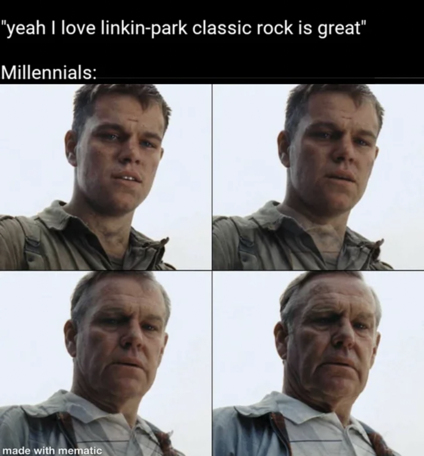 ecommerce memes - "yeah I love linkinpark classic rock is great" Millennials made with mematic