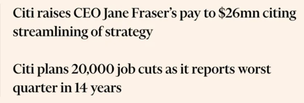 handwriting - Citi raises Ceo Jane Fraser's pay to $26mn citing streamlining of strategy Citi plans 20,000 job cuts as it reports worst quarter in 14 years
