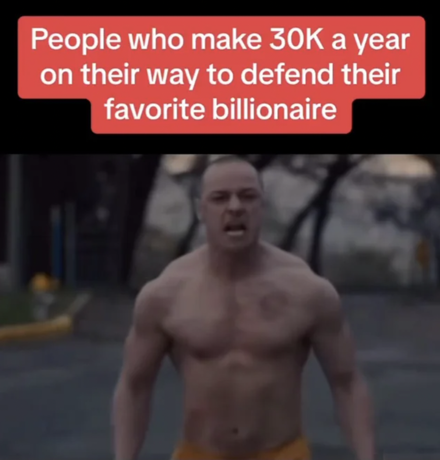 barechestedness - People who make 30k a year on their way to defend their favorite billionaire