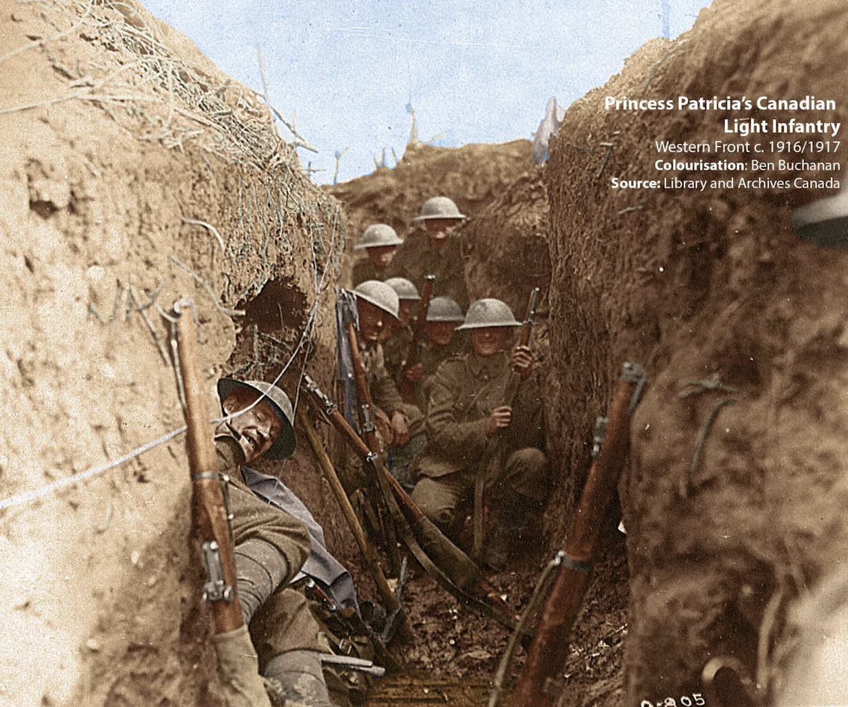 soldier - 300 Princess Patricia's Canadian Light Infantry Western Front c. 19161917 Colourisation Ben Buchanan Source Library and Archives Canada 0805