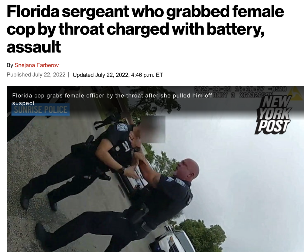 personal protective equipment - Florida sergeant who grabbed female cop by throat charged with battery, assault By Snejana Farberov Published | Updated , p.m. Et 2 10ERNEY 3500 X68926 Florida cop grabs female officer by the throat after she pulled him off