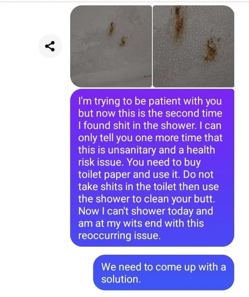 Dude's Disgusting Roommate Wont Stop Pooping in the Shower