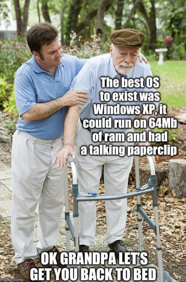 tree - najfacconte The best Os to exist was Windows Xp, it could run on 64Mb of ram and had a talking paperclip Sta Ok Grandpa Let'S Get You Back To Bed