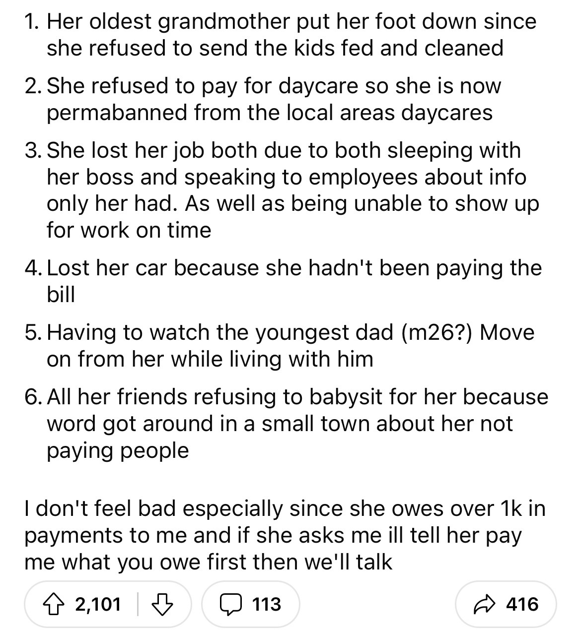 gf cheating stories - 1. Her oldest grandmother put her foot down since she refused to send the kids fed and cleaned 2. She refused to pay for daycare so she is now permabanned from the local areas daycares 3. She lost her job both due to both sleeping wi