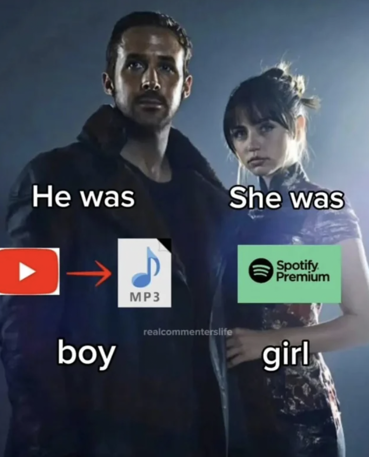 t shirt - He was boy MP3 She was realcommenterslife Spotify Premium girl