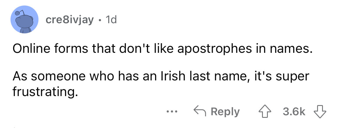 angle - cre8ivjay 1d Online forms that don't apostrophes in names. As someone who has an Irish last name, it's super frustrating. ...