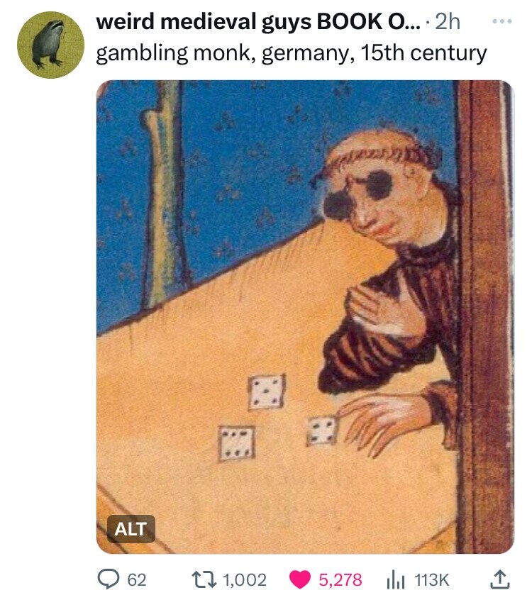 weird medieval guys Book O.... 2h gambling monk, germany, 15th century Alt 62 1,002 5,