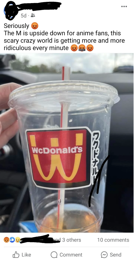 drink - Seriously The M is upside down for anime fans, this scary crazy world is getting more and more ridiculous every minute WcDonald's 3 others Comment 10 0 Send