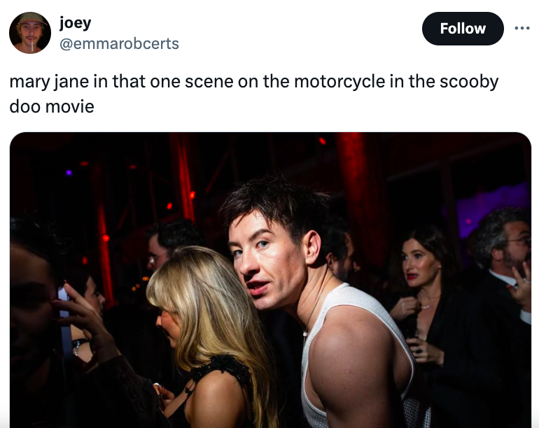 fun - joey mary jane in that one scene on the motorcycle in the scooby doo movie