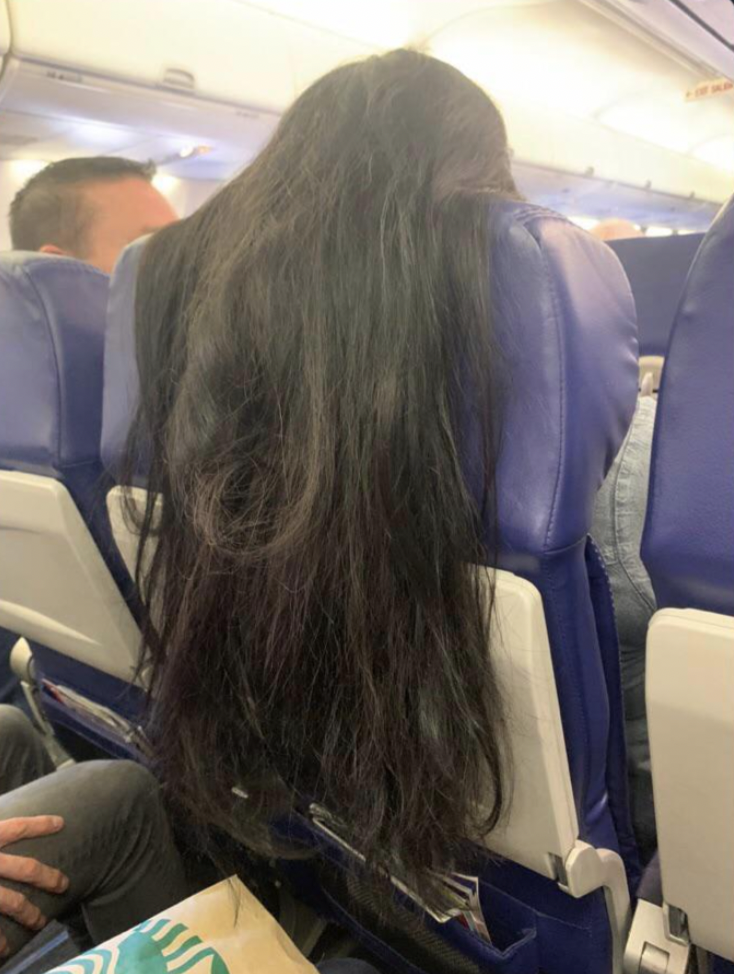 hair over seat on plane