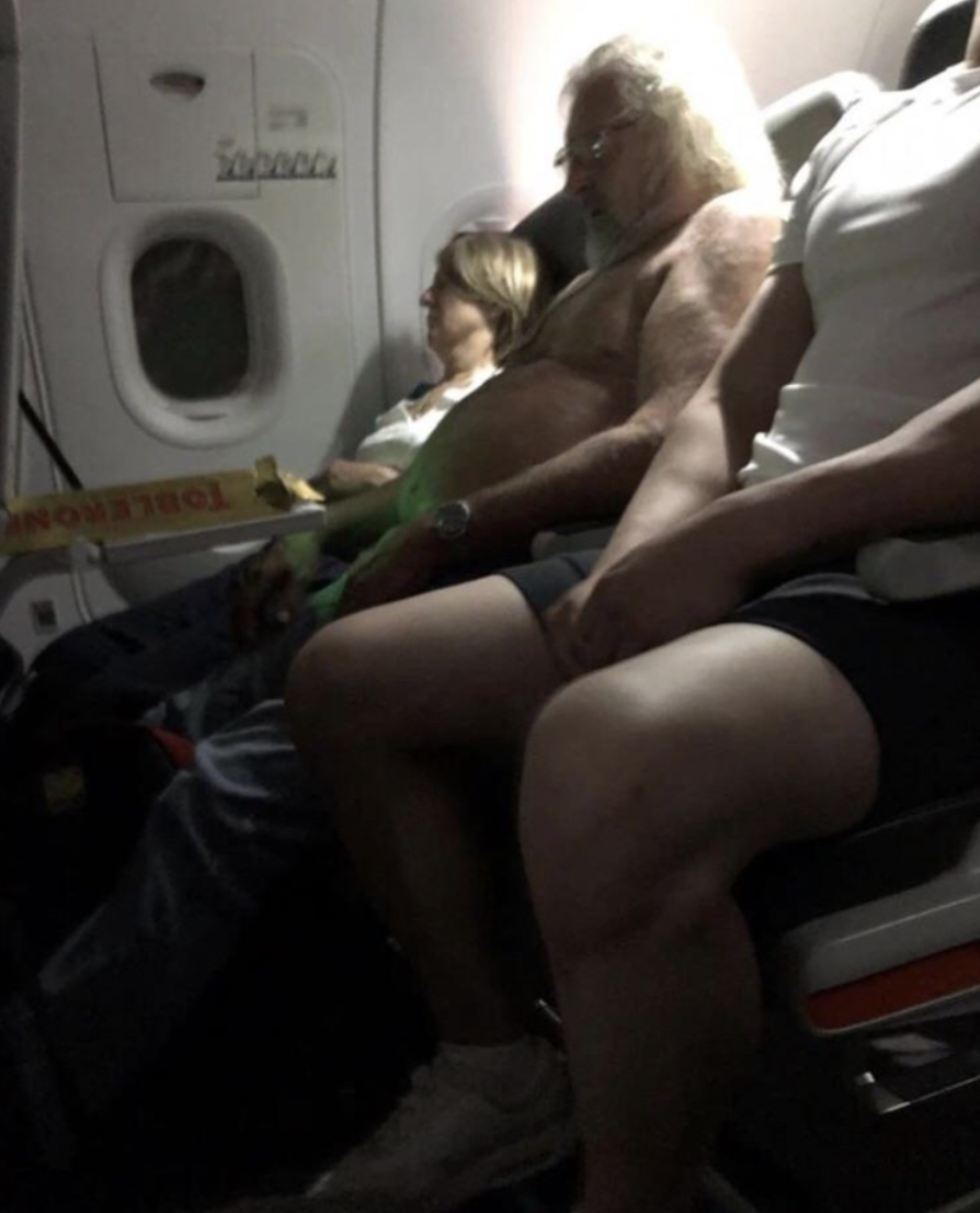 naked guy on plane