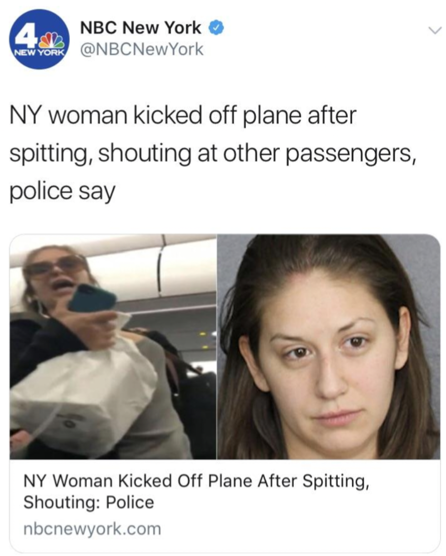 photo caption - 4% Nbc New York New York Ny woman kicked off plane after spitting, shouting at other passengers, police say Ny Woman Kicked Off Plane After Spitting, Shouting Police nbcnewyork.com