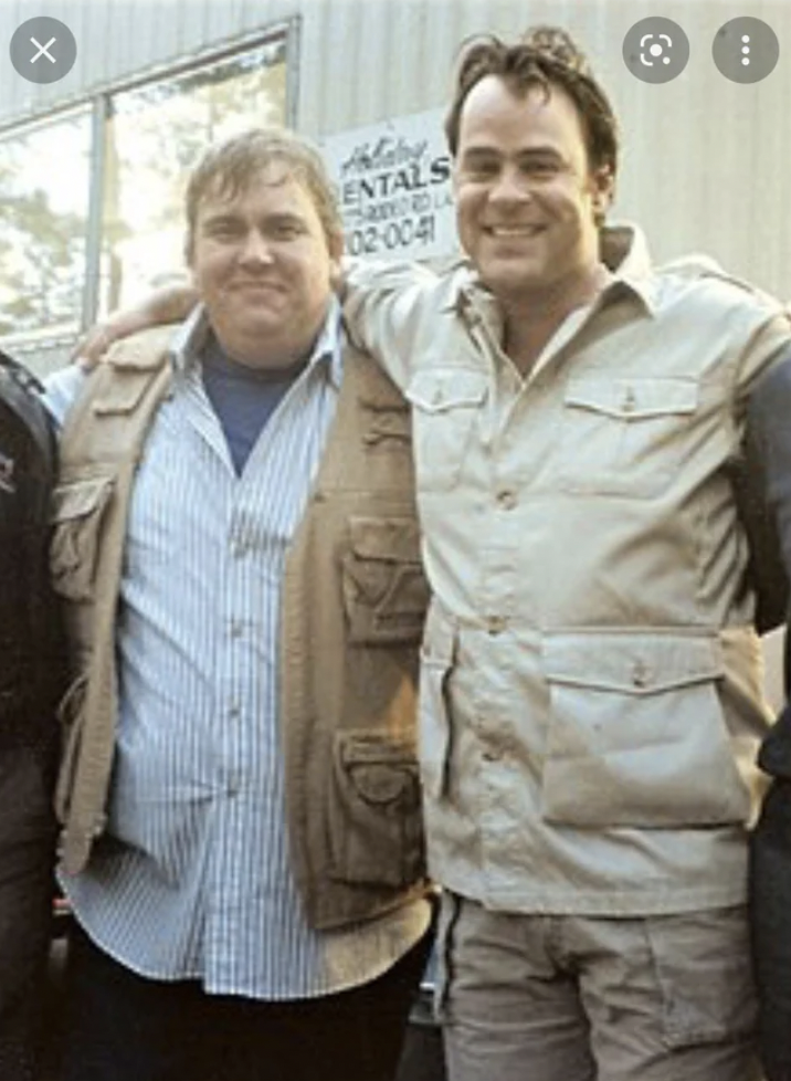 John Candy and Dan Aykroyd on the set of The Great Outdoors, 1987.