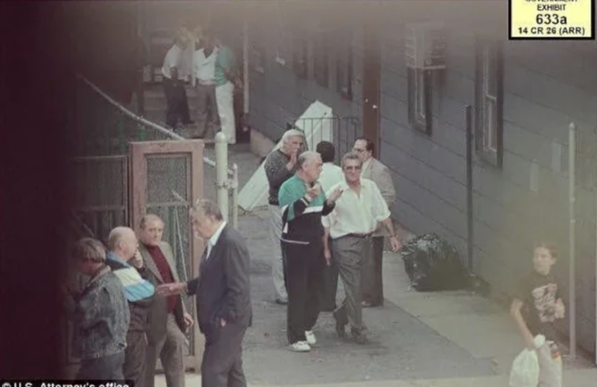 1991 surveillance photo of Bonanno crime family mobsters.
