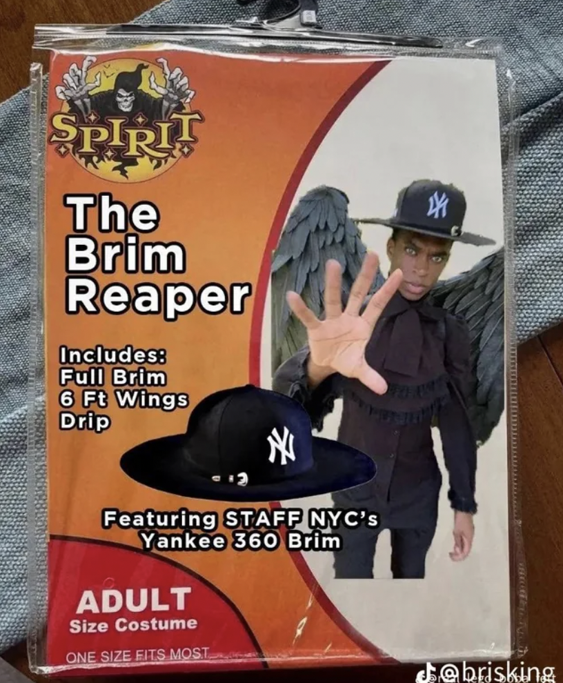 romper stomper halloween costume - Spirit The Brim Reaper Includes Full Brim 6 Ft Wings Drip Featuring Staff Nyc's Yankee 360 Brim Adult Size Costume One Size Fits Most debrisking
