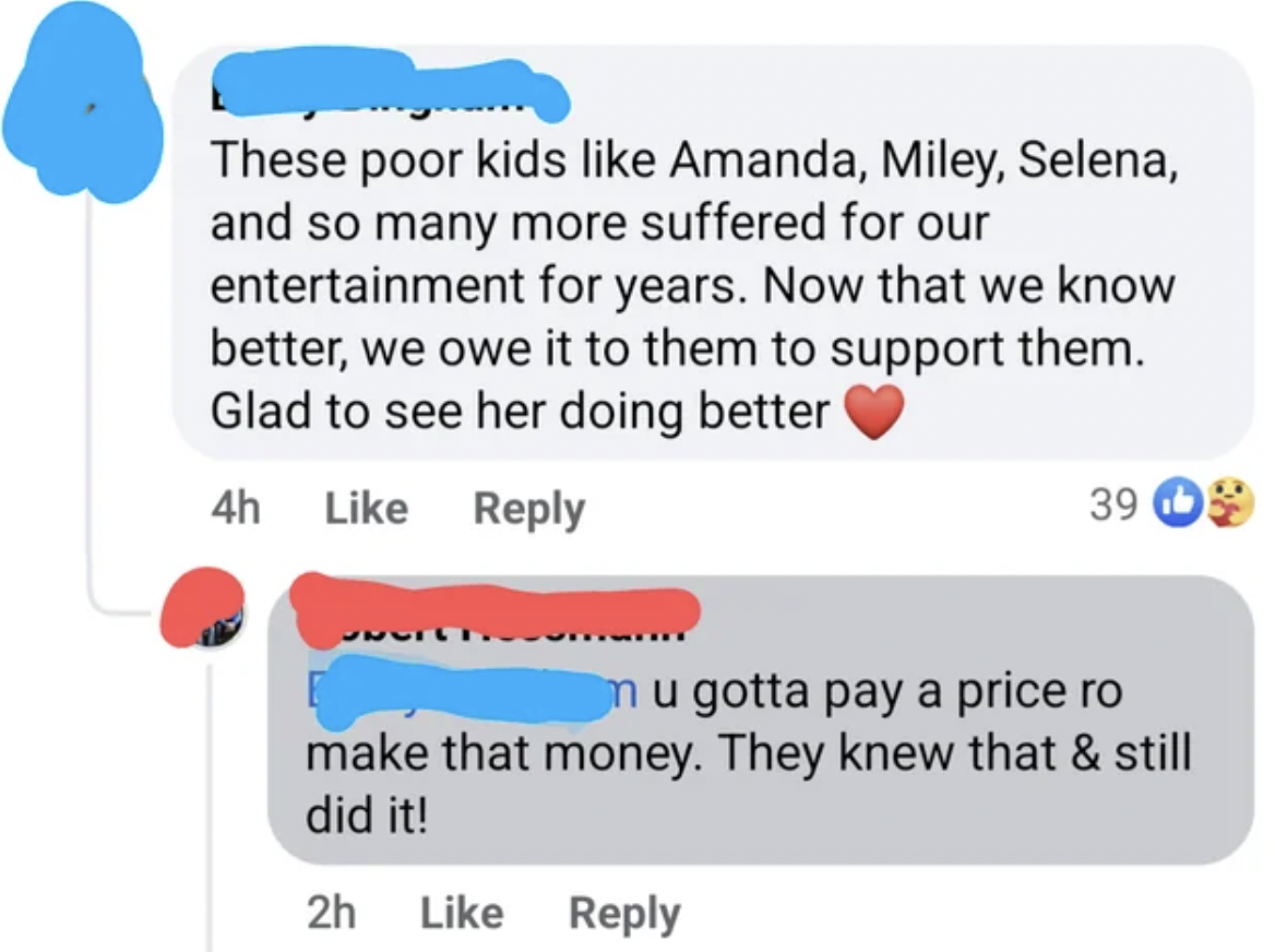 material - These poor kids Amanda, Miley, Selena, and so many more suffered for our entertainment for years. Now that we know better, we owe it to them to support them. Glad to see her doing better 4h 390 mu gotta pay a price ro make that money. They knew