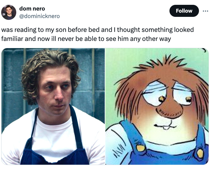 cartoon - dom nero was reading to my son before bed and I thought something looked familiar and now ill never be able to see him any other way