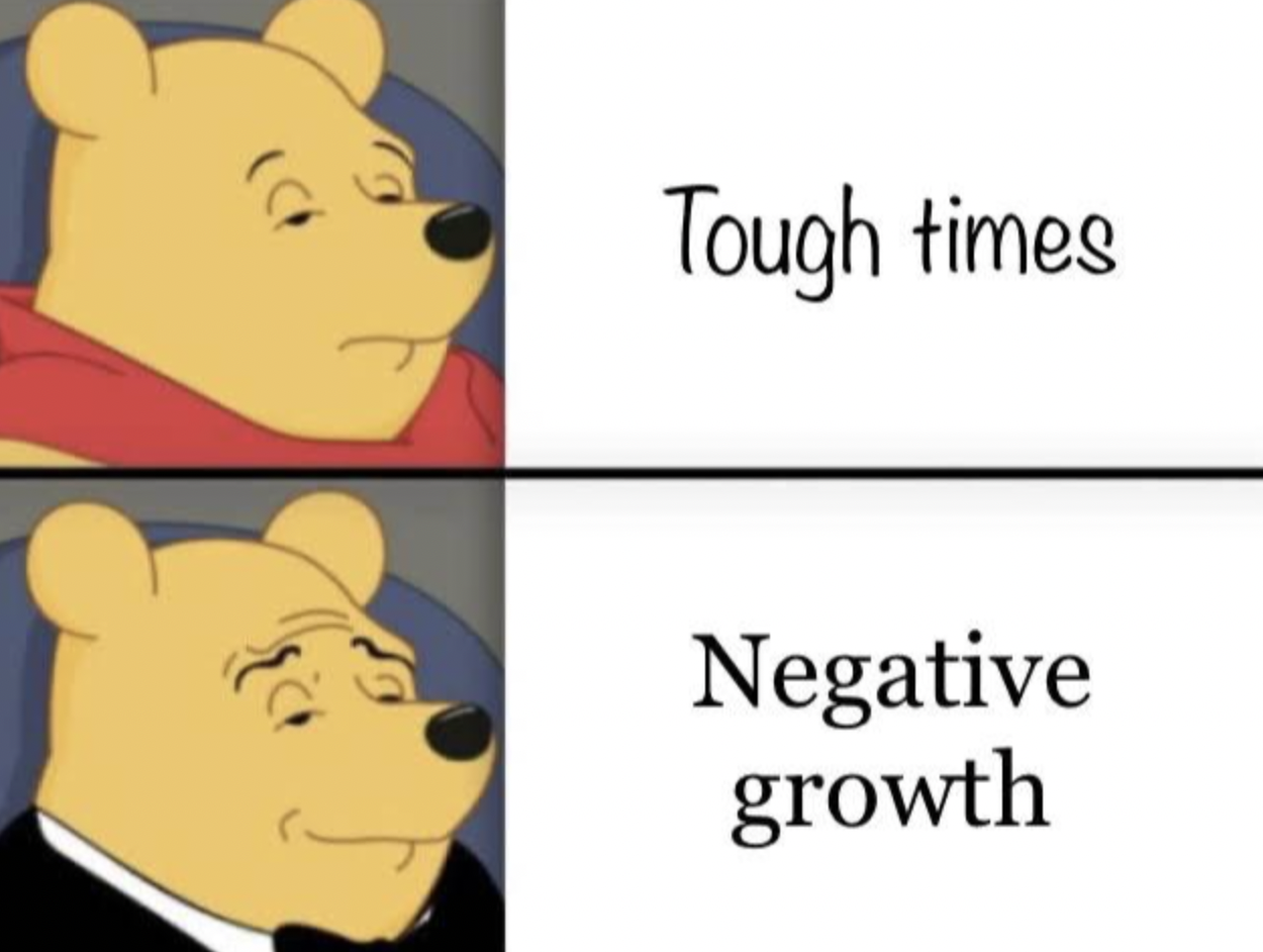 cartoon - Tough times Negative growth