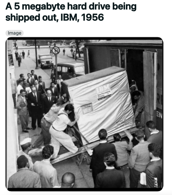 ibm hard drive 1956 - A 5 megabyte hard drive being shipped out, Ibm, 1956 Image Ibm En