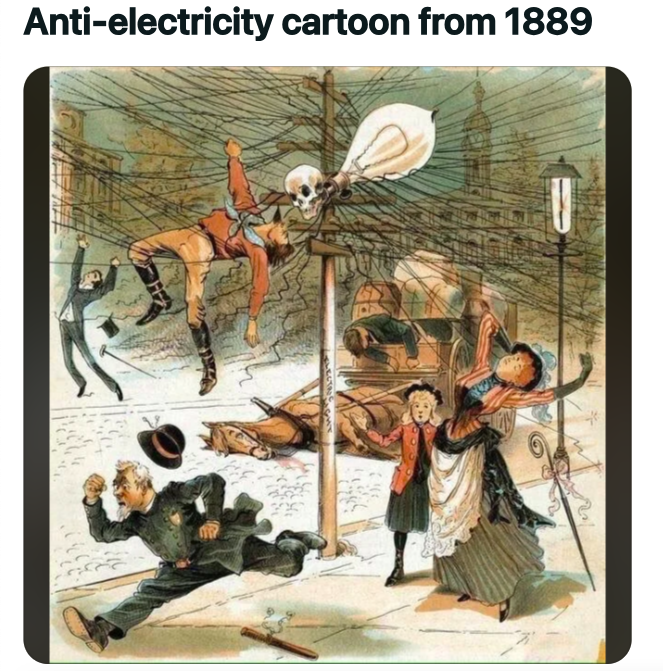 luddite propaganda - Antielectricity cartoon from 1889