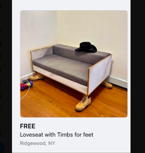 studio couch - Free Loveseat with Timbs for feet Ridgewood, Ny