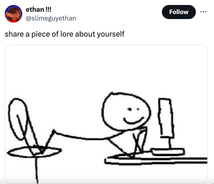 line art - ethan !!! a piece of lore about yourself