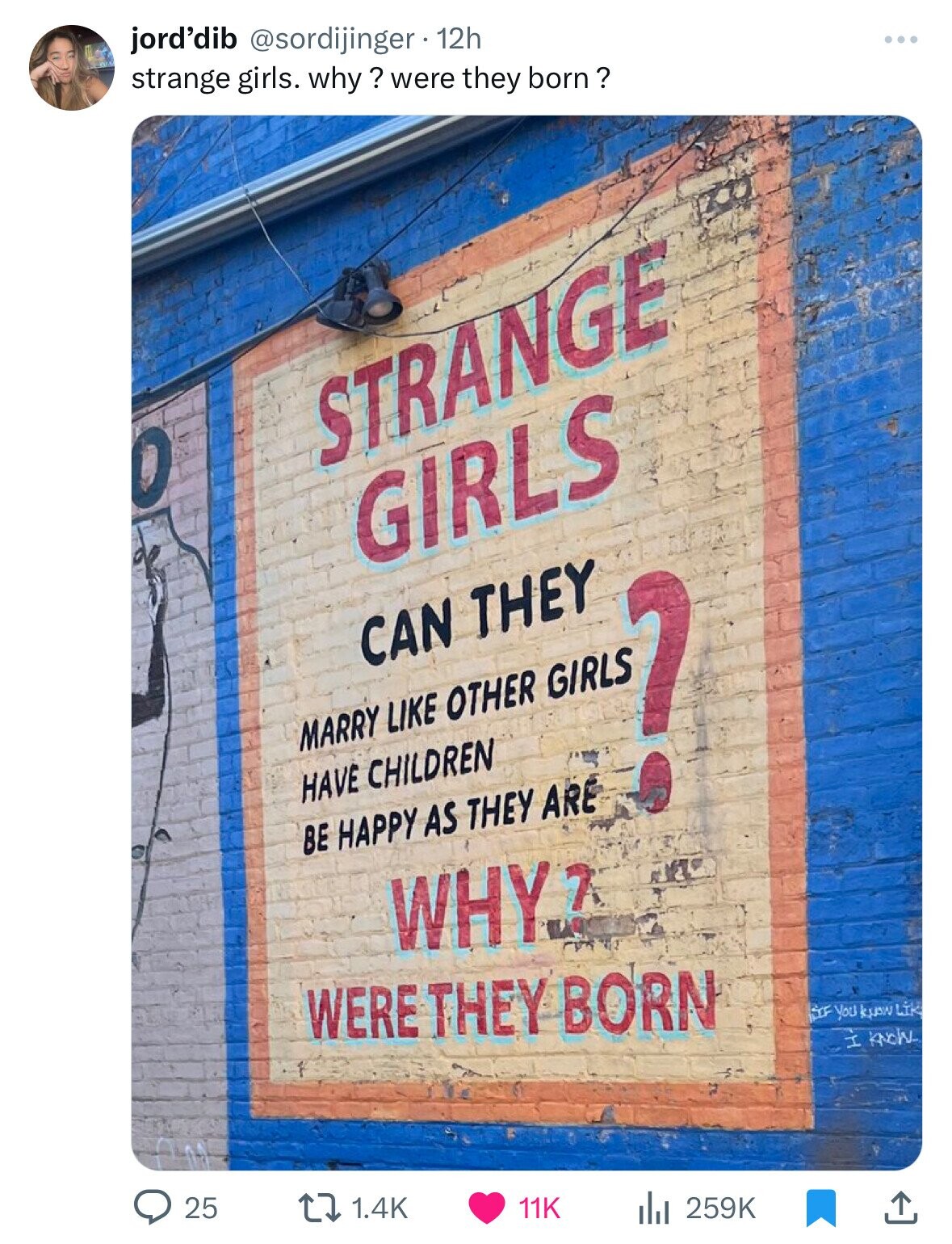 banner - jord'dib 12h strange girls. why? were they born? Strange Girls Can They Marry Other Girls Have Children Be Happy As They Are Why Were They Born I Know 25 11K lil
