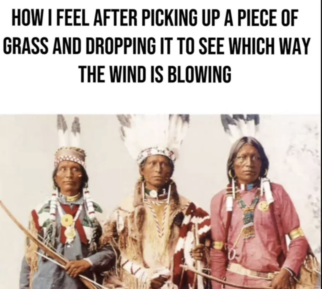native american tribe - How I Feel After Picking Up A Piece Of Grass And Dropping It To See Which Way The Wind Is Blowing