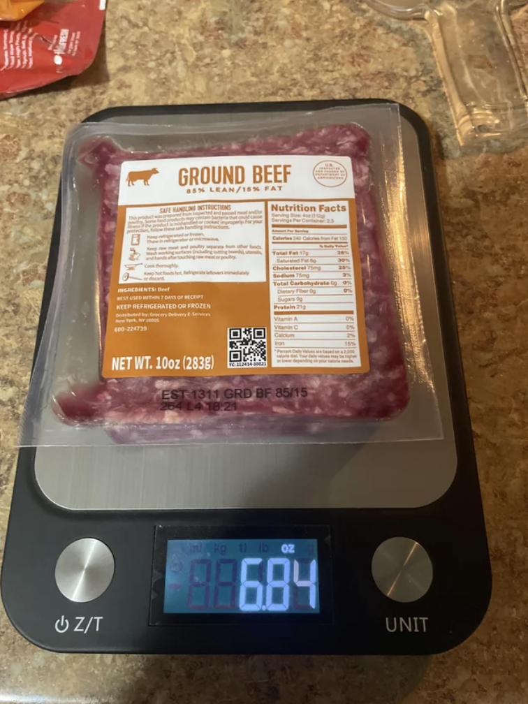 ground meat - Day Ground Beef Nutrition Facts Net Wt. 10oz 283 Est 131 Ord Be 8515 GzT 684 Unit