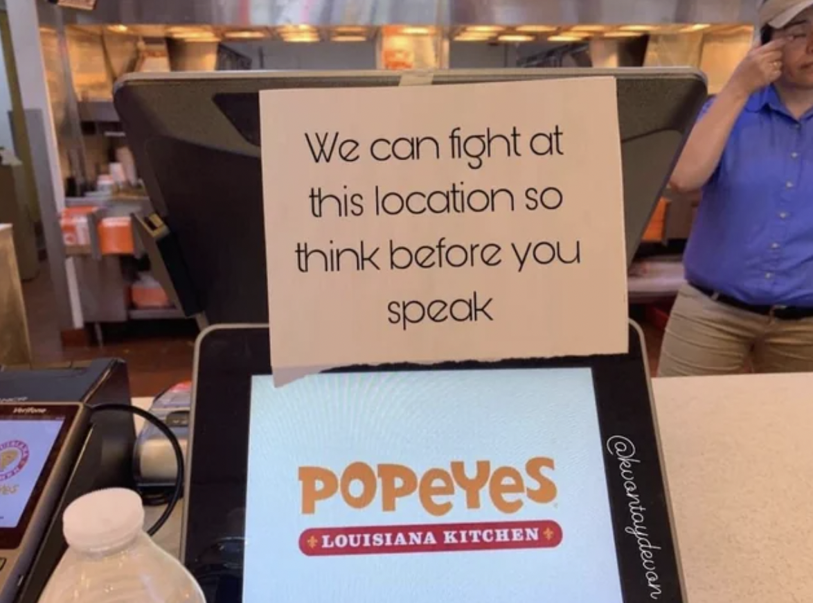 food - We can fight at this location so think before you speak Popeyes Louisiana Kitchen